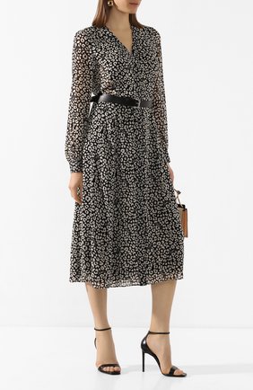 Женское платье с ремнем MICHAEL MICHAEL KORS черно-белого цвета по цене 24150 руб., арт. MH98Y46DDM | Фото 2 Женское платье с ремнем MICHAEL MICHAEL KORS черно-белого цвета, арт. MH98Y46DDM | Фото 2