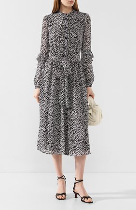 Женское платье-миди MICHAEL MICHAEL KORS черно-белого цвета по цене 24150 руб., арт. MH98ZCYDGJ | Фото 2 Женское платье-миди MICHAEL MICHAEL KORS черно-белого цвета, арт. MH98ZCYDGJ | Фото 2