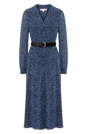 Женское платье с ремнем MICHAEL MICHAEL KORS синего цвета по цене 24150 руб., арт. MH98Y46DGJ | Фото 1 Женское платье с ремнем MICHAEL MICHAEL KORS синего цвета, арт. MH98Y46DGJ | Фото 1