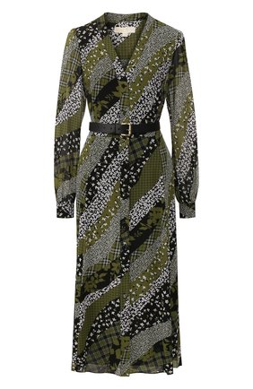 Женское платье с ремнем MICHAEL MICHAEL KORS зеленого цвета по цене 24150 руб., арт. MH98Y46DGU | Фото 1 Женское платье с ремнем MICHAEL MICHAEL KORS зеленого цвета, арт. MH98Y46DGU | Фото 1