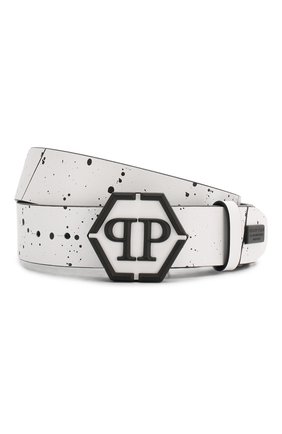 Мужской кожаный ремень PHILIPP PLEIN белого цвета по цене 48700 руб., арт. P20A MVA0566 PLE096N | Фото 1 Мужской кожаный ремень PHILIPP PLEIN белого цвета, арт. P20A MVA0566 PLE096N | Фото 1