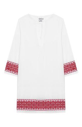 Детская хлопковая туника DOUUOD белого цвета по цене 8730 руб., арт. 20E/U/JR/AB04/0334/10A-14A | Фото 1 Детская хлопковая туника DOUUOD белого цвета, арт. 20E/U/JR/AB04/0334/10A-14A | Фото 1