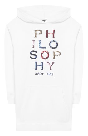 Детское хлопковое платье PHILOSOPHY DI LORENZO SERAFINI KIDS белого цвета по цене 11200 руб., арт. PJAB69/FE144/VH004/S-M | Фото 1 Детское хлопковое платье PHILOSOPHY DI LORENZO SERAFINI KIDS белого цвета, арт. PJAB69/FE144/VH004/S-M | Фото 1