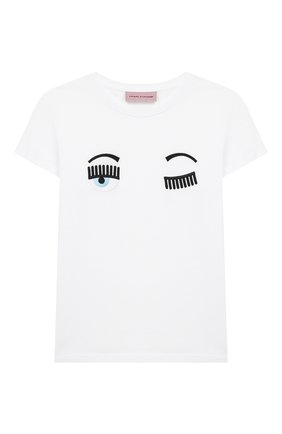 Детская хлопковая футболка CHIARA FERRAGNI белого цвета по цене 6995 руб., арт. 20PE-CFKT005 | Фото 1 Детская хлопковая футболка CHIARA FERRAGNI белого цвета, арт. 20PE-CFKT005 | Фото 1