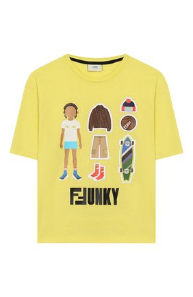 Детская хлопковая футболка FENDI желтого цвета по цене 13750 руб., арт. JMI318/7AJ/8A-12+ | Фото 1 Детская хлопковая футболка FENDI желтого цвета, арт. JMI318/7AJ/8A-12+ | Фото 1