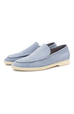Мужские замшевые лоферы summer walk LORO PIANA голубого цвета по цене 58550 руб., арт. FAE8124 | Фото 1 Мужские замшевые лоферы summer walk LORO PIANA голубого цвета, арт. FAE8124 | Фото 1
