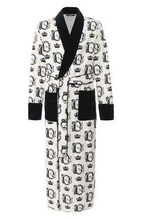Мужской хлопковый халат DOLCE & GABBANA черно-белого цвета по цене 216500 руб., арт. G018DT/HS7BA | Фото 1 Мужской хлопковый халат DOLCE & GABBANA черно-белого цвета, арт. G018DT/HS7BA | Фото 1