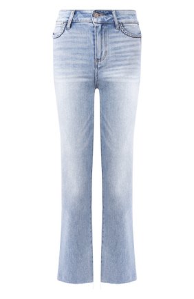 Женские джинсы PAIGE синего цвета, арт. 6224F72-8107 | Фото 1 (Длина (брюки, джинсы): Стандартные, Укороченные; Материал внешний: Хлопок, Деним; Детали: Потертости; Силуэт Ж (брюки и джинсы): Расклешенные; Кросс-КТ: Деним)