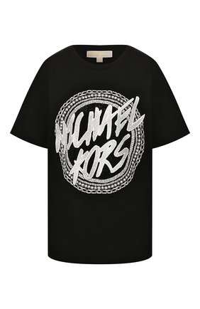 Женская хлопковая футболка MICHAEL MICHAEL KORS черного цвета по цене 9975 руб., арт. MH95MEU97J | Фото 1 Женская хлопковая футболка MICHAEL MICHAEL KORS черного цвета, арт. MH95MEU97J | Фото 1