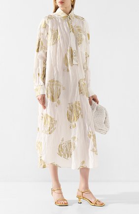 Женское платье из смеси хлопка и шелка LANVIN золотого цвета по цене 174500 руб., арт. RW-DR361I-4512-E20 | Фото 2 Женское платье из смеси хлопка и шелка LANVIN золотого цвета, арт. RW-DR361I-4512-E20 | Фото 2