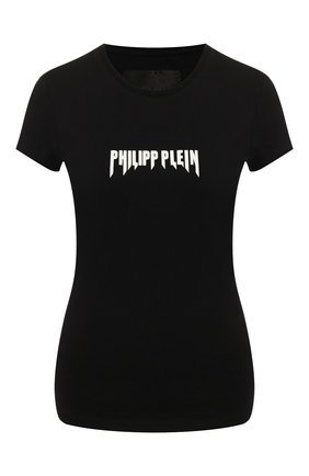 Женская хлопковая футболка PHILIPP PLEIN черно-белого цвета по цене 22650 руб., арт. P20C WTK1989 PTE003N | Фото 1 Женская хлопковая футболка PHILIPP PLEIN черно-белого цвета, арт. P20C WTK1989 PTE003N | Фото 1