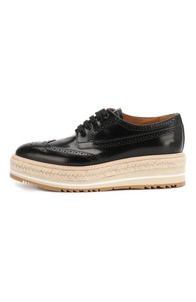 Женские кожаные дерби PRADA черного цвета по цене 54000 руб., арт. 1E722E-55-F0002-D030 | Фото 2 Женские кожаные дерби PRADA черного цвета, арт. 1E722E-55-F0002-D030 | Фото 2