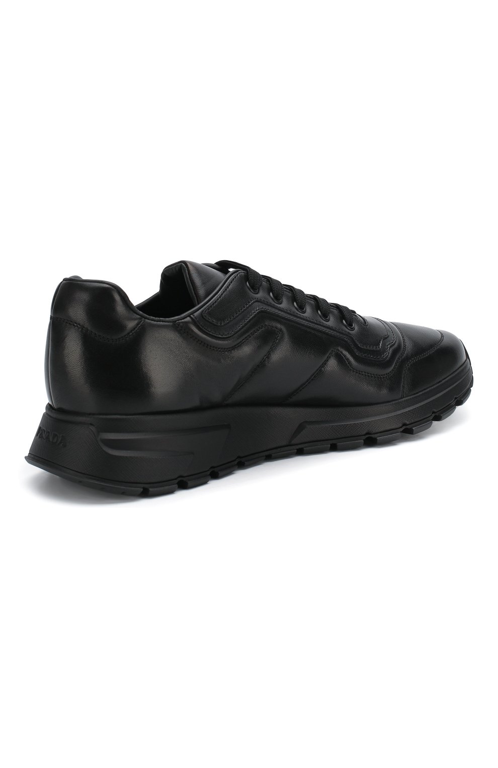 Мужские кожаные кроссовки prax 01 PRADA черного цвета, арт. 4E3388-72-F0002-G000 | Фото 4 (Материал внешний: Кожа; Стили: Классический; Материал утеплителя: Без утеплителя; Подошва: Массивная)