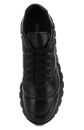 Мужские кожаные кроссовки prax 01 PRADA черного цвета, арт. 4E3388-72-F0002-G000 | Фото 5 (Материал внешний: Кожа; Стили: Классический; Материал утеплителя: Без утеплителя; Подошва: Массивная)
