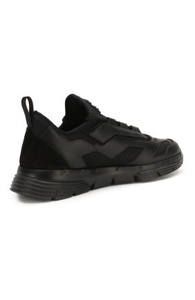 Мужские комбинированные кроссовки PRADA черного цвета, арт. 4E3515-DEP-F0002 | Фото 4 (Материал внешний: Текстиль; Стили: Классический; Материал утеплителя: Без утеплителя; Подошва: Массивная)