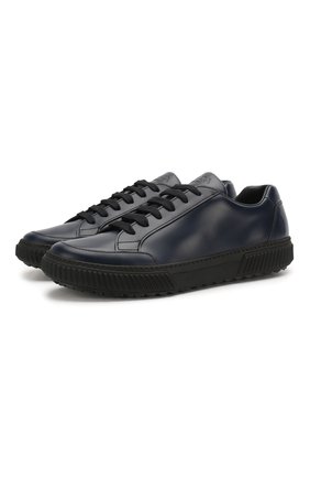Мужские кожаные кеды PRADA темно-синего цвета по цене 45000 руб., арт. 4E3467-OVD-F073A | Фото 1 Мужские кожаные кеды PRADA темно-синего цвета, арт. 4E3467-OVD-F073A | Фото 1
