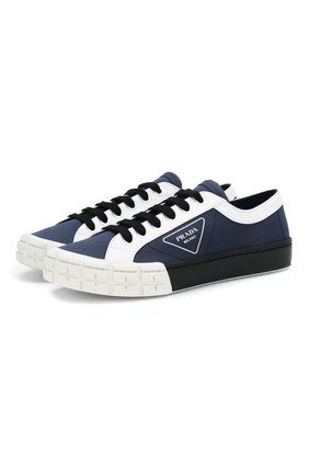 Мужские текстильные кеды PRADA синего цвета по цене 48500 руб., арт. 2EG302-89C-F0E7M | Фото 1 Мужские текстильные кеды PRADA синего цвета, арт. 2EG302-89C-F0E7M | Фото 1