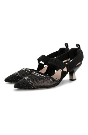 Женская текстильные туфли FENDI черного цвета по цене 93000 руб., арт. 8J6969 A8UF | Фото 1 Женская текстильные туфли FENDI черного цвета, арт. 8J6969 A8UF | Фото 1