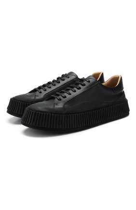 Мужские кожаные кеды JIL SANDER черного цвета по цене 38900 руб., арт. JI32535A-11561 | Фото 1 Мужские кожаные кеды JIL SANDER черного цвета, арт. JI32535A-11561 | Фото 1