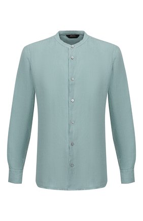 Мужская льняная рубашка Z ZEGNA бирюзового цвета по цене 19900 руб., арт. VU230/ZCSG1 | Фото 1 Мужская льняная рубашка Z ZEGNA бирюзового цвета, арт. VU230/ZCSG1 | Фото 1 (Рукава: Длинные; Длина (для топов): Стандартные; Случай: Повседневный; Материал внешний: Лен; Воротник: Мандарин; Принт: Однотонные; Манжеты: На пуговицах)