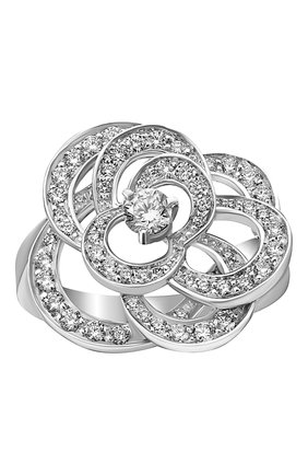 Женские кольцо CHANEL бесцветного цвета, арт. J2579 | Фото 2 (Материал сплава: Белое золото; Драгоценные камни: Бриллианты)