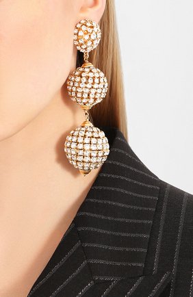 Женские клипсы SAINT LAURENT белого цвета по цене 114500 руб., арт. 611139/Y1526 | Фото 2 Женские клипсы SAINT LAURENT белого цвета, арт. 611139/Y1526 | Фото 2 (Женское Кросс-КТ: Клипсы-серьги; Материал: Металл)
