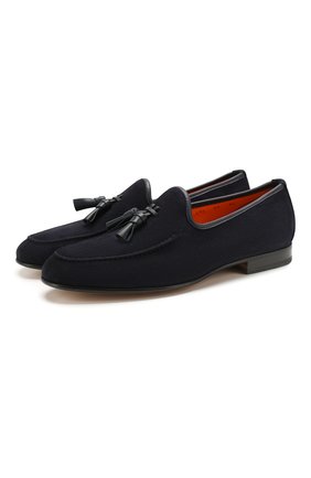 Мужские замшевые лоферы SANTONI темно-синего цвета по цене 56050 руб., арт. MCH017216LA3USHVU75 | Фото 1 Мужские замшевые лоферы SANTONI темно-синего цвета, арт. MCH017216LA3USHVU75 | Фото 1
