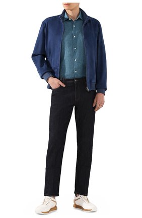 Мужская льняная рубашка ERMENEGILDO ZEGNA бирюзового цвета по цене 31650 руб., арт. UUX38/SCF5 | Фото 2 Мужская льняная рубашка ERMENEGILDO ZEGNA бирюзового цвета, арт. UUX38/SCF5 | Фото 2 (Длина (для топов): Стандартные; Рукава: Короткие; Материал внешний: Лен; Случай: Повседневный; Воротник: Кент; Принт: Однотонные; Региональные ограничения белый список (Axapta Mercury): RU)
