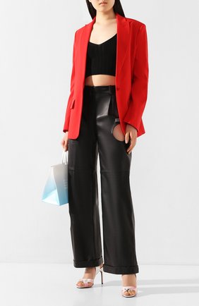 Женские кожаные брюки OFF-WHITE черного цвета по цене 155000 руб., арт. 0WJB007S20LEA0011000 | Фото 2 Женские кожаные брюки OFF-WHITE черного цвета, арт. 0WJB007S20LEA0011000 | Фото 2