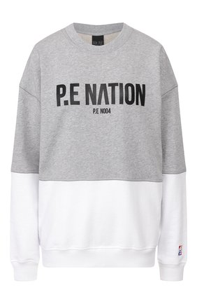 Женская хлопковый свитшот P.E. NATION серого цвета по цене 13950 руб., арт. 19PE4F129-3 | Фото 1 Женская хлопковый свитшот P.E. NATION серого цвета, арт. 19PE4F129-3 | Фото 1
