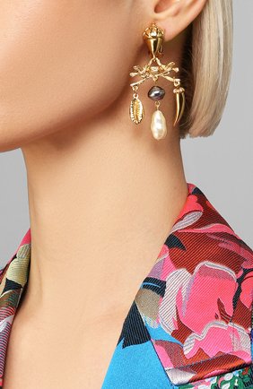 Женские серьги OSCAR DE LA RENTA золотого цвета по цене 34900 руб., арт. S20J113G0L | Фото 2 Женские серьги OSCAR DE LA RENTA золотого цвета, арт. S20J113G0L | Фото 2
