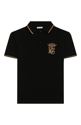 Детское хлопковое поло DOLCE & GABBANA черного цвета по цене 13300 руб., арт. L4JT8V/G7WGA/8-14 | Фото 1 Детское хлопковое поло DOLCE & GABBANA черного цвета, арт. L4JT8V/G7WGA/8-14 | Фото 1