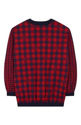 Детская хлопковый кардиган GUCCI красного цвета по цене 45550 руб., арт. 611746/XJB6N | Фото 2 Детская хлопковый кардиган GUCCI красного цвета, арт. 611746/XJB6N | Фото 2