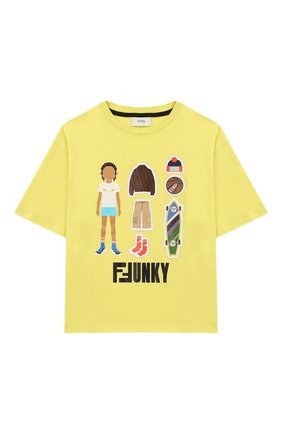 Детская хлопковая футболка FENDI желтого цвета по цене 11950 руб., арт. JMI318/7AJ/3A-6A | Фото 1 Детская хлопковая футболка FENDI желтого цвета, арт. JMI318/7AJ/3A-6A | Фото 1