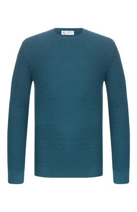 Мужской джемпер из смеси хлопка и шелка IL BORGO CASHMERE бирюзового цвета по цене 35400 руб., арт. 55-700G0 | Фото 1 Мужской джемпер из смеси хлопка и шелка IL BORGO CASHMERE бирюзового цвета, арт. 55-700G0 | Фото 1
