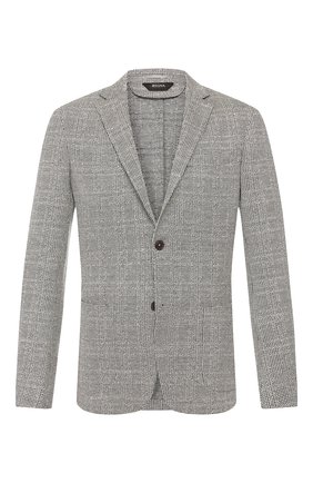 Мужской пиджак из смеси хлопка и льна Z ZEGNA серого цвета по цене 82900 руб., арт. 777741/1D7SG0 | Фото 1 Мужской пиджак из смеси хлопка и льна Z ZEGNA серого цвета, арт. 777741/1D7SG0 | Фото 1