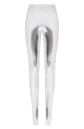 Женские леггинсы BALMAIN серебряного цвета, арт. TF05355/X374 | Фото 1 (Длина (брюки, джинсы): Удлиненные; Материал внешний: Синтетический материал; Женское Кросс-КТ: Леггинсы-одежда; Стили: Гламурный)