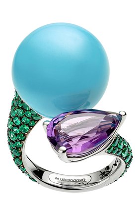 Женские кольцо DE GRISOGONO бесцветного цвета, арт. 52112/46 | Фото 1 (Материал сплава: Белое золото; Драгоценные камни: Другие)