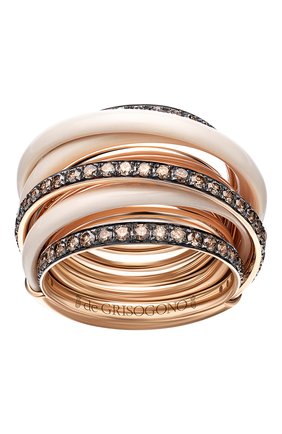 Женские кольцо DE GRISOGONO бесцветного цвета, арт. 54001/50 | Фото 2 (Материал сплава: Розовое золото; Драгоценные камни: Бриллианты)
