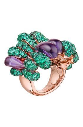 Женские кольцо DE GRISOGONO бесцветного цвета, арт. 54202/08 | Фото 1 (Материал сплава: Розовое золото; Драгоценные камни: Изумруды)