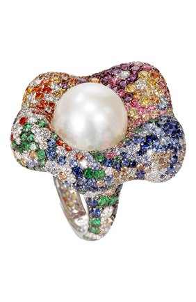 Женские кольцо DE GRISOGONO бесцветного цвета, арт. 55521/01 | Фото 1 (Материал сплава: Белое золото; Драгоценные камни: Изумруды, Бриллианты, Жемчуг, Другие)