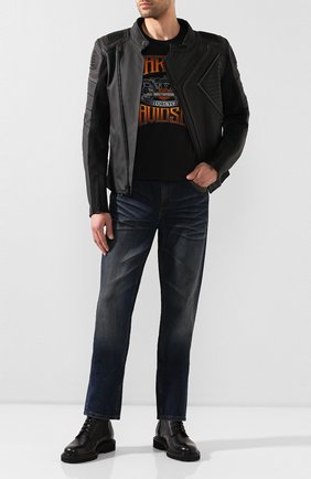Мужские джинсы genuine motorclothes HARLEY-DAVIDSON синего цвета, арт. 96523-17VM | Фото 2 (Длина (брюки, джинсы): Стандартные; Материал внешний: Хлопок, Деним; Силуэт М (брюки): Прямые; Кросс-КТ: Деним)