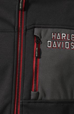 Мужская куртка genuine motorclothes HARLEY-DAVIDSON темно-серого цвета, арт. 97423-17VM | Фото 5 (Кросс-КТ: Куртка, Ветровка; Рукава: Длинные; Материал внешний: Синтетический материал; Мужское Кросс-КТ: Верхняя одежда; Длина (верхняя одежда): Короткие)