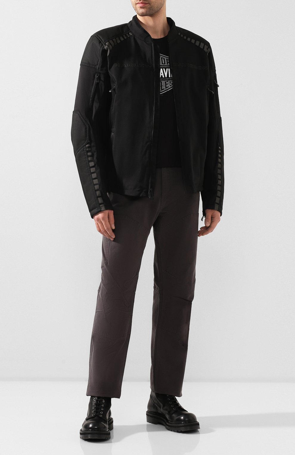 Мужская куртка h-d moto HARLEY-DAVIDSON черного цвета, арт. 98391-19EM | Фото 2 (Кросс-КТ: Куртка, Ветровка; Рукава: Длинные; Материал внешний: Хлопок; Мужское Кросс-КТ: Верхняя одежда; Длина (верхняя одежда): Короткие)