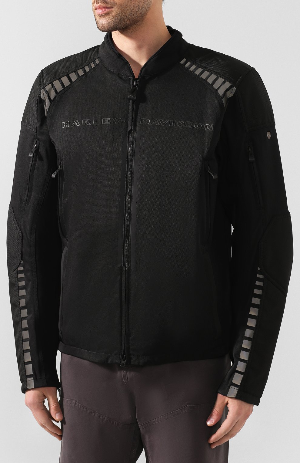 Мужская куртка h-d moto HARLEY-DAVIDSON черного цвета, арт. 98391-19EM | Фото 3 (Кросс-КТ: Куртка, Ветровка; Рукава: Длинные; Материал внешний: Хлопок; Мужское Кросс-КТ: Верхняя одежда; Длина (верхняя одежда): Короткие)