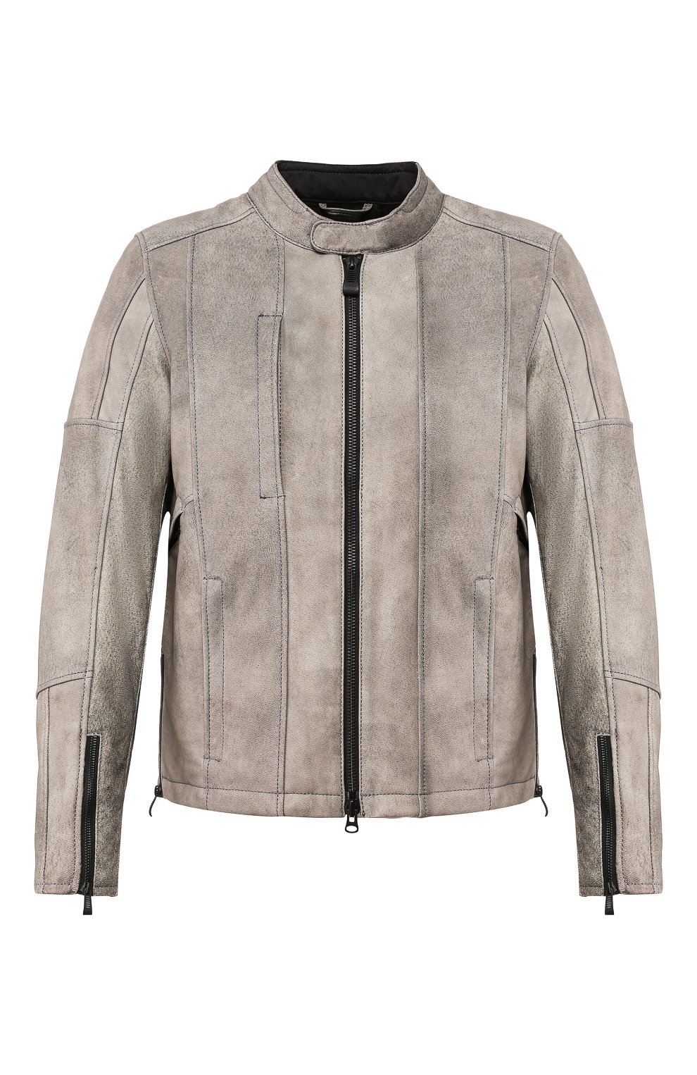 Мужская кожаная куртка h-d moto HARLEY-DAVIDSON серого цвета, арт. 98061-19EM | Фото 1 (Кросс-КТ: Куртка; Рукава: Длинные; Мужское Кросс-КТ: Верхняя одежда, Кожа и замша; Материал внешний: Натуральная кожа; Длина (верхняя одежда): Короткие)