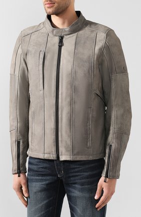 Мужская кожаная куртка h-d moto HARLEY-DAVIDSON серого цвета, арт. 98061-19EM | Фото 3 (Кросс-КТ: Куртка; Рукава: Длинные; Мужское Кросс-КТ: Верхняя одежда, Кожа и замша; Материал внешний: Натуральная кожа; Длина (верхняя одежда): Короткие)