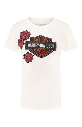 Женская хлопковая футболка garage HARLEY-DAVIDSON белого цвета по цене 5150 руб., арт. 96182-20VW | Фото 1 Женская хлопковая футболка garage HARLEY-DAVIDSON белого цвета, арт. 96182-20VW | Фото 1