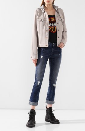 Женская джинсовая куртка 1903 HARLEY-DAVIDSON светло-розового цвета, арт. 97428-20VW | Фото 2 (Длина (верхняя одежда): Короткие; Рукава: Длинные; Кросс-КТ: Куртка, Деним; Материал внешний: Деним)