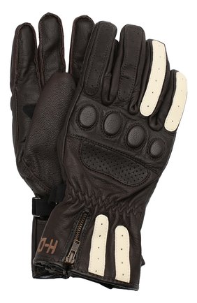 Мужские кожаные перчатки genuine motorclothes HARLEY-DAVIDSON темно-коричневого цвета, арт. 97353-17EM | Фото 1 (Мужское Кросс-КТ: Кожа и замша; Материал: Натуральная кожа)